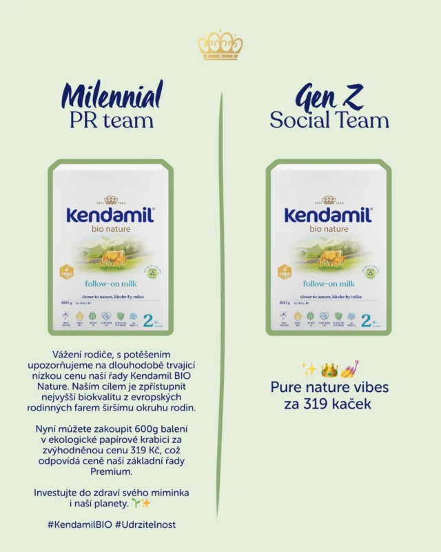 Někdo nás štípněte, protože tohle musí být sen. 👁️👄👁️ BIO za cenu Premium?! Jakože... 600g pure nature vibes za 319 kaček?

Ta papírová krabice je navíc mega aesthetic a naše planeta ti poděkuje. 🌍💅 Tohle není jenom deal, to je prostě krádež (ale legální, slibujeme). Utíkej pro to, než si to šéf rozmyslí. 🏃‍♀️💨 

#Kendamil #BioEnergy #SlayThePrice

🤱 Důležité upozornění: Kojení je pro miminko tím nejlepším začátkem. Kojenecká výživa by měla být používána pouze na doporučení lékaře. Způsob použití a další informace na obalech. Potravina pro zvláštní výživu.